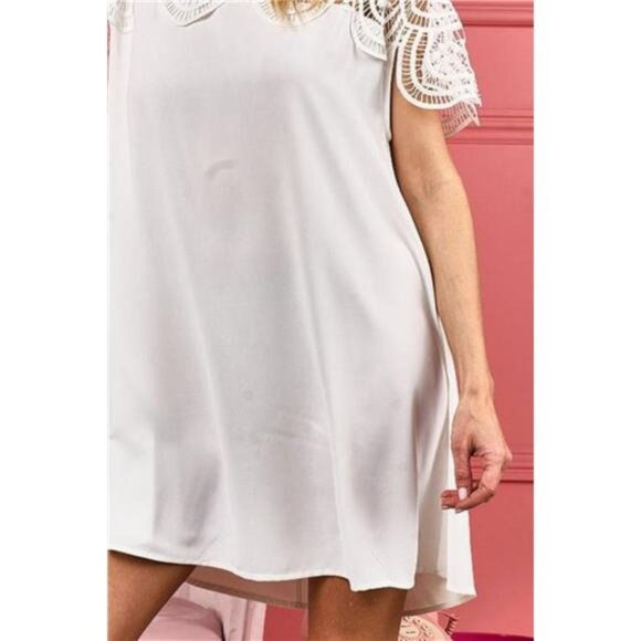 BiBi‎ Crochet Lace Yoke Detailed Wrinkled Dress - Picture 3 of 3